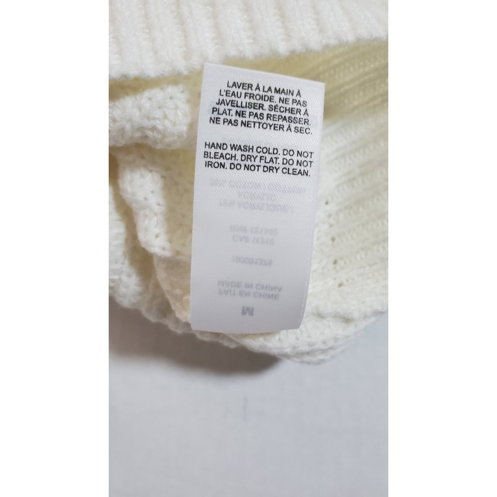 Garage‎ Cream Cropped Knit Sweater Long Sleeve Scoop Neck Ribbed Top - Picture 11 of 14
